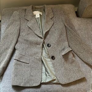 Women's Black and White Houndstooth Blazer